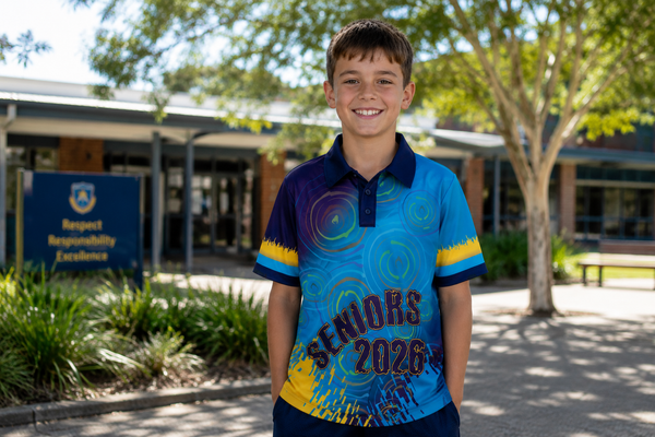 School-student-wearing-ablue-senior-polo-in-front-of-australian-school