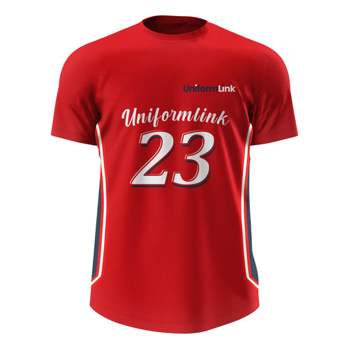 Red custom basketball warm up tee by Uniform Link