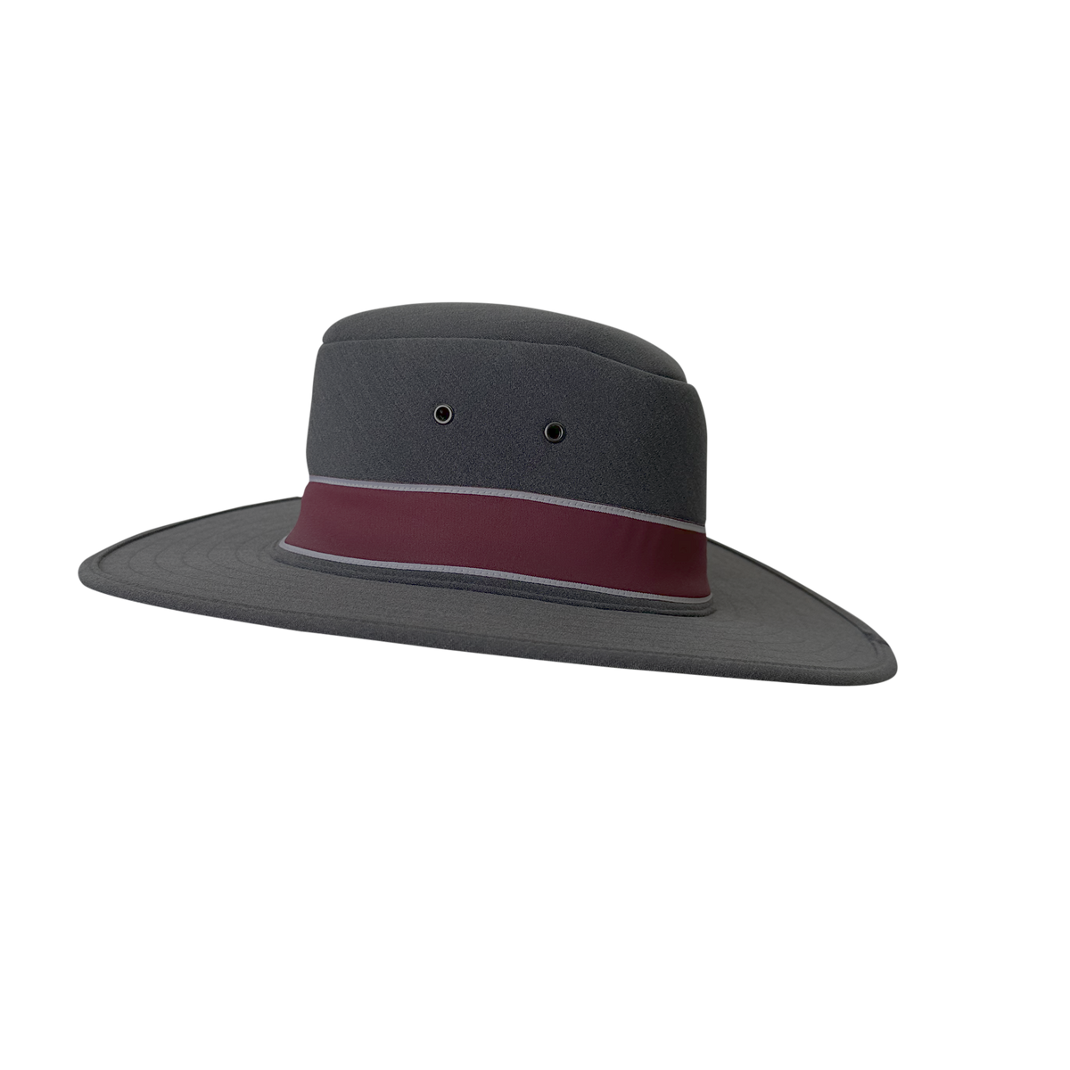 Grey and maroon custom branded school formal foam hat by Uniform Link