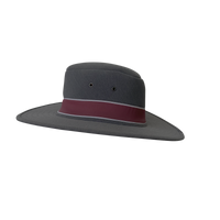 Grey and maroon custom branded school formal foam hat by Uniform Link
