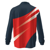 Sublimated navy, white and red custom track jacket by Uniform Link