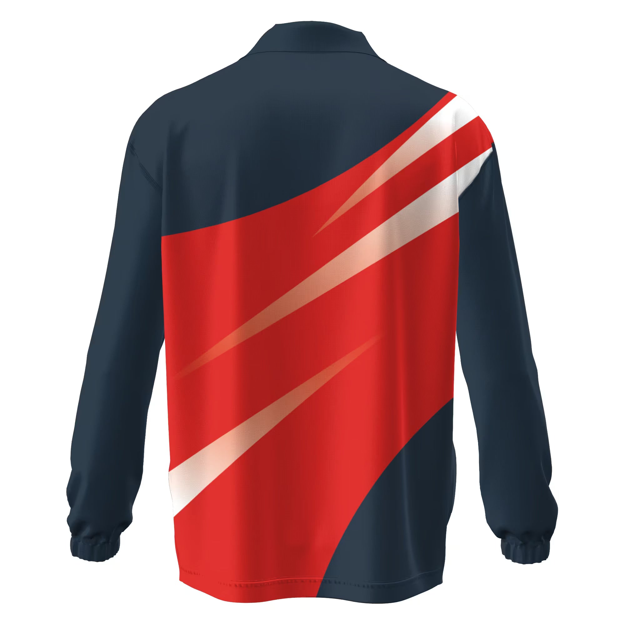 Sublimated navy, white and red custom track jacket by Uniform Link
