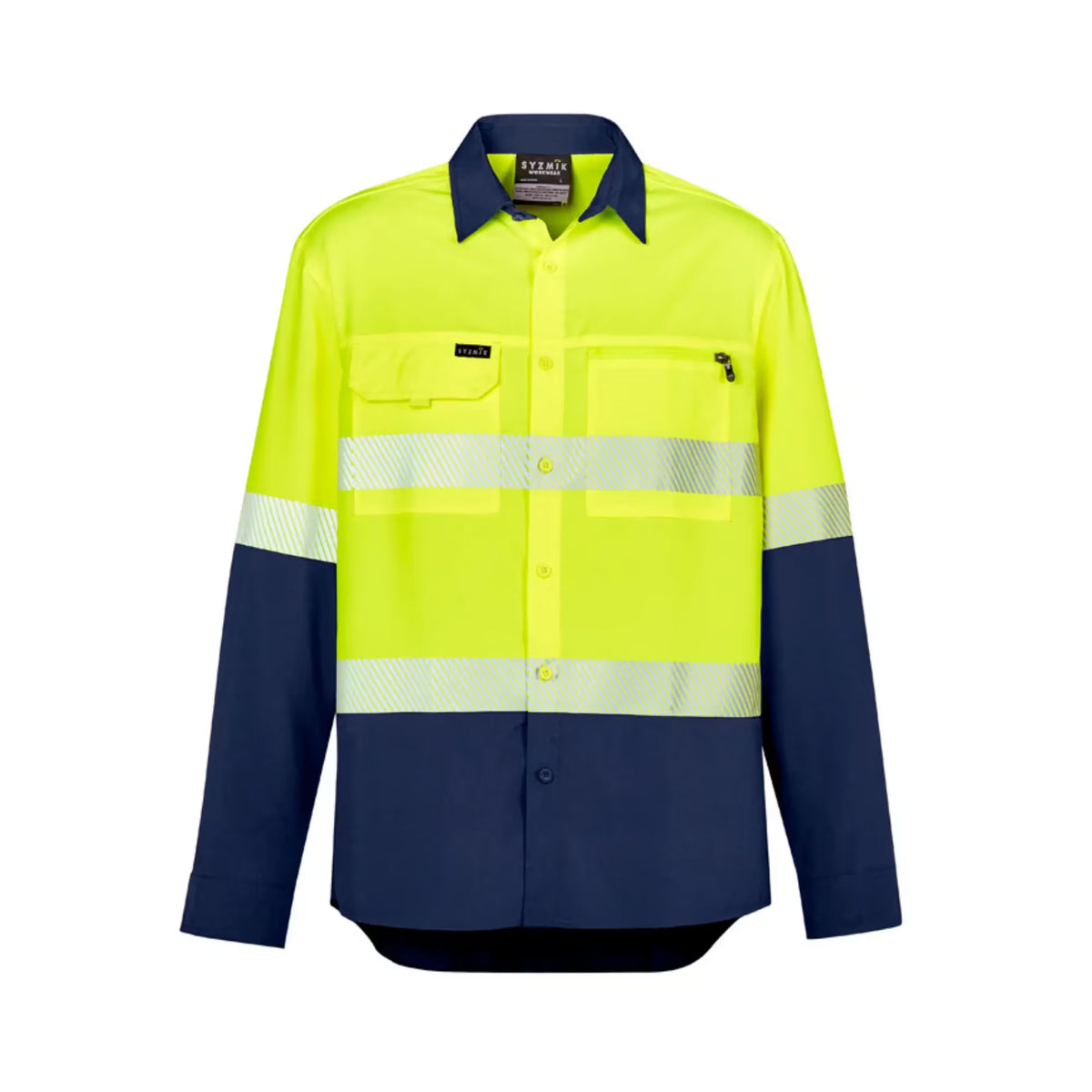 Mens Hi Vis Outdoor Segmented Tape Long Sleeve Shirt - Syzmik - Product Image | Uniform Link
