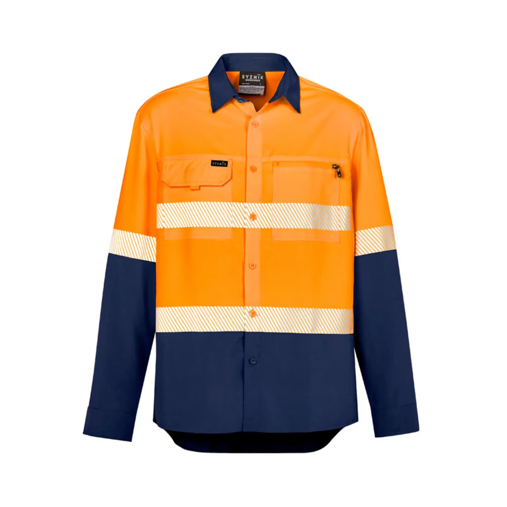 Mens Hi Vis Outdoor Segmented Tape Long Sleeve Shirt - Syzmik
