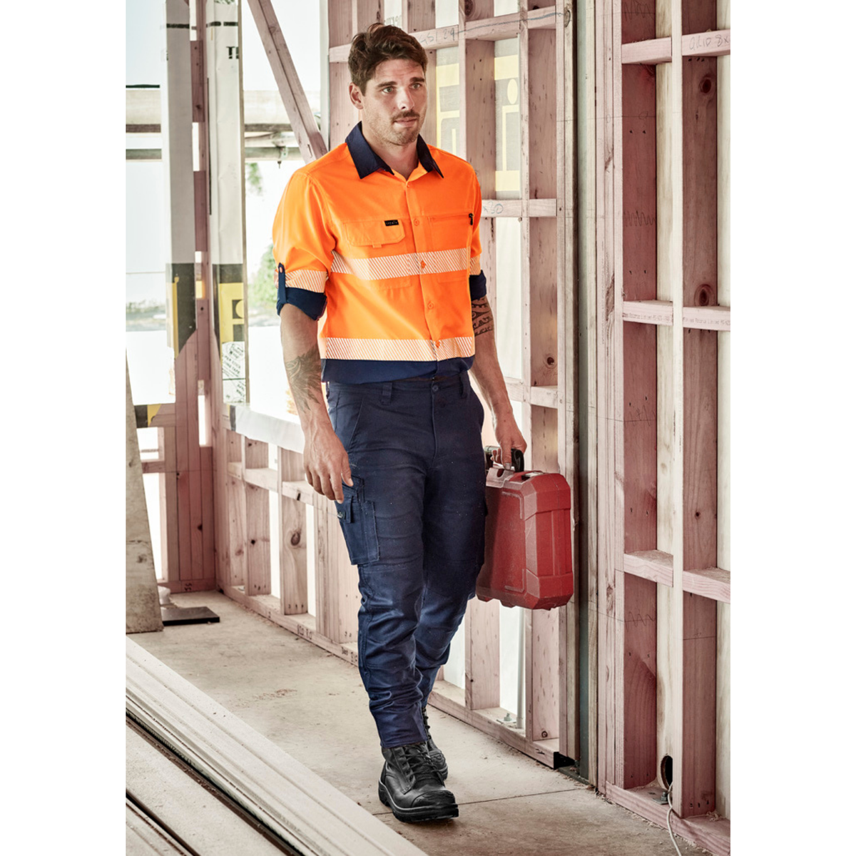 Mens Hi Vis Outdoor Segmented Tape Long Sleeve Shirt - Syzmik