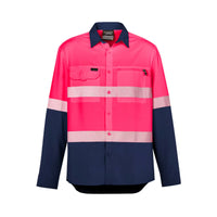 Mens Hi Vis Outdoor Segmented Tape Long Sleeve Shirt - Syzmik