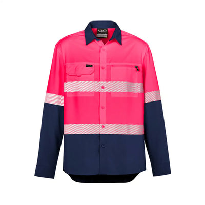 Mens Hi Vis Outdoor Segmented Tape Long Sleeve Shirt - Syzmik