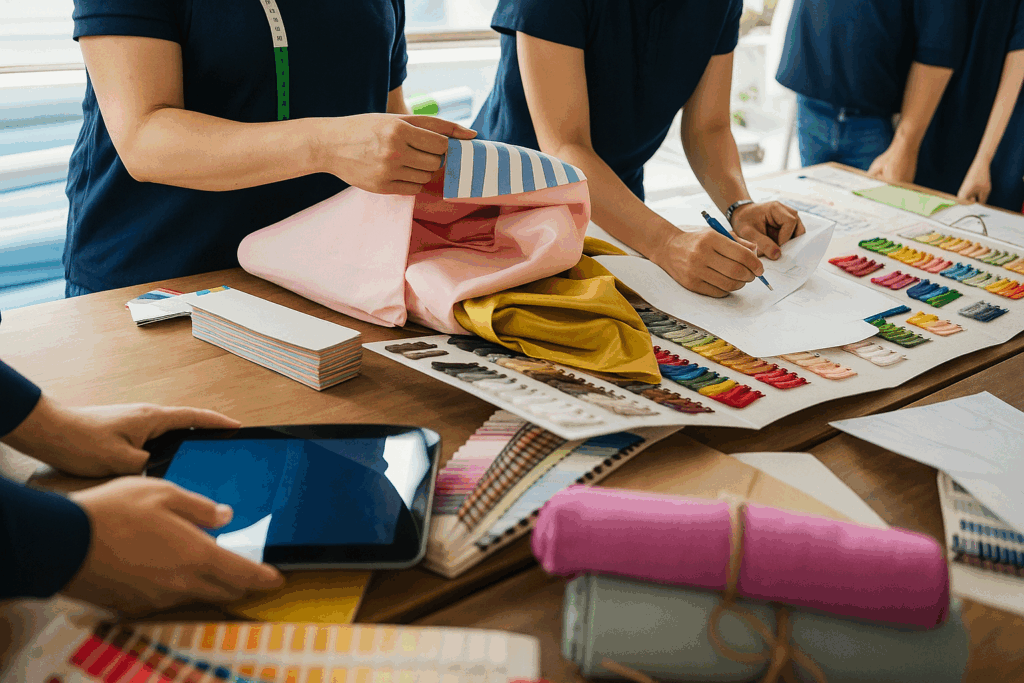 Uniform Link recycled fabric colours and styles.