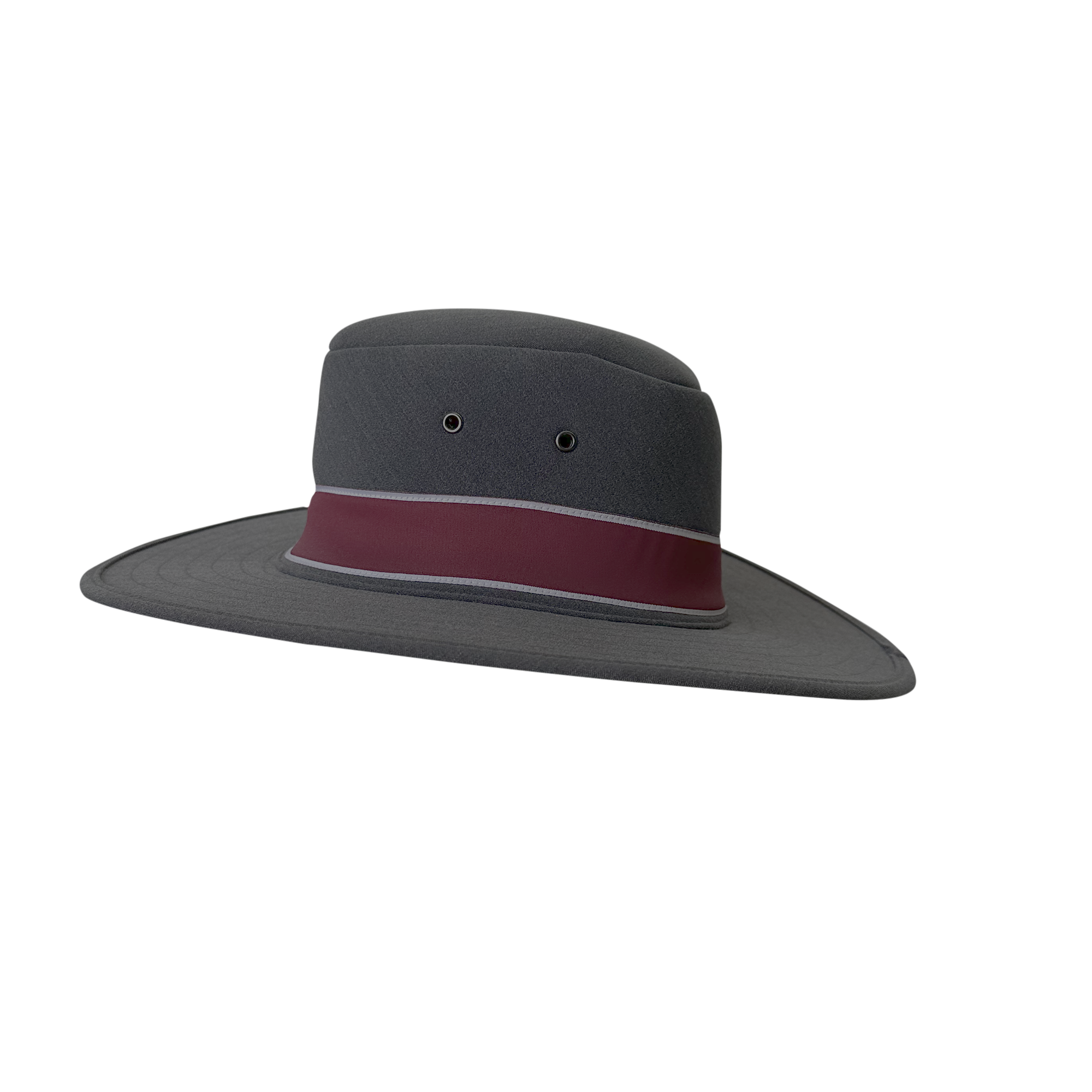 Grey and maroon custom branded school formal foam hat by Uniform Link